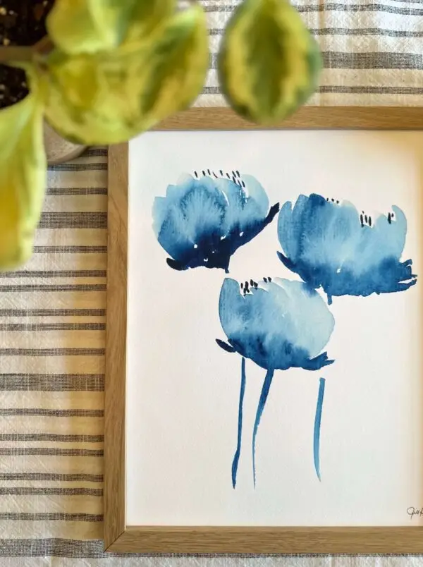 Photo of painting titled Blue Floral Study: Peonies No. 1