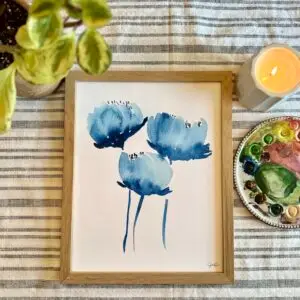 Photo of painting titled Blue Floral Study: Peonies No. 1